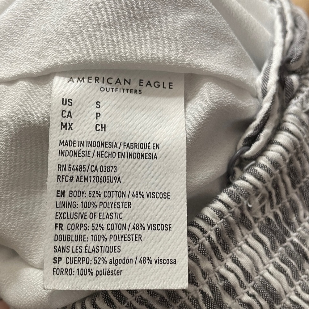 American Eagle Black Striped High Neck Smocked Jumpsuit S - Picture 16 of 17